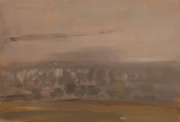 Landschaft mit Bäumen an einem Hang
